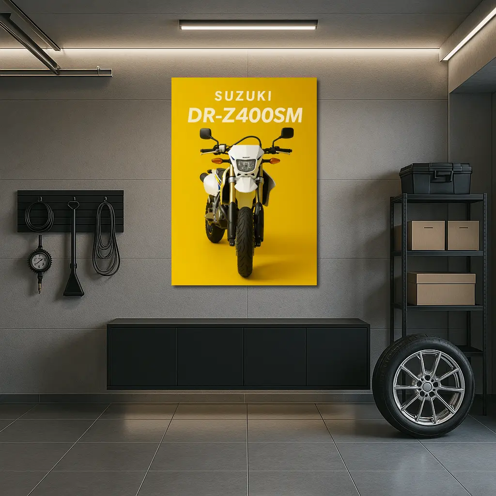 Suzuki DR-Z400SM Supermoto Yellow Background – Wall Art