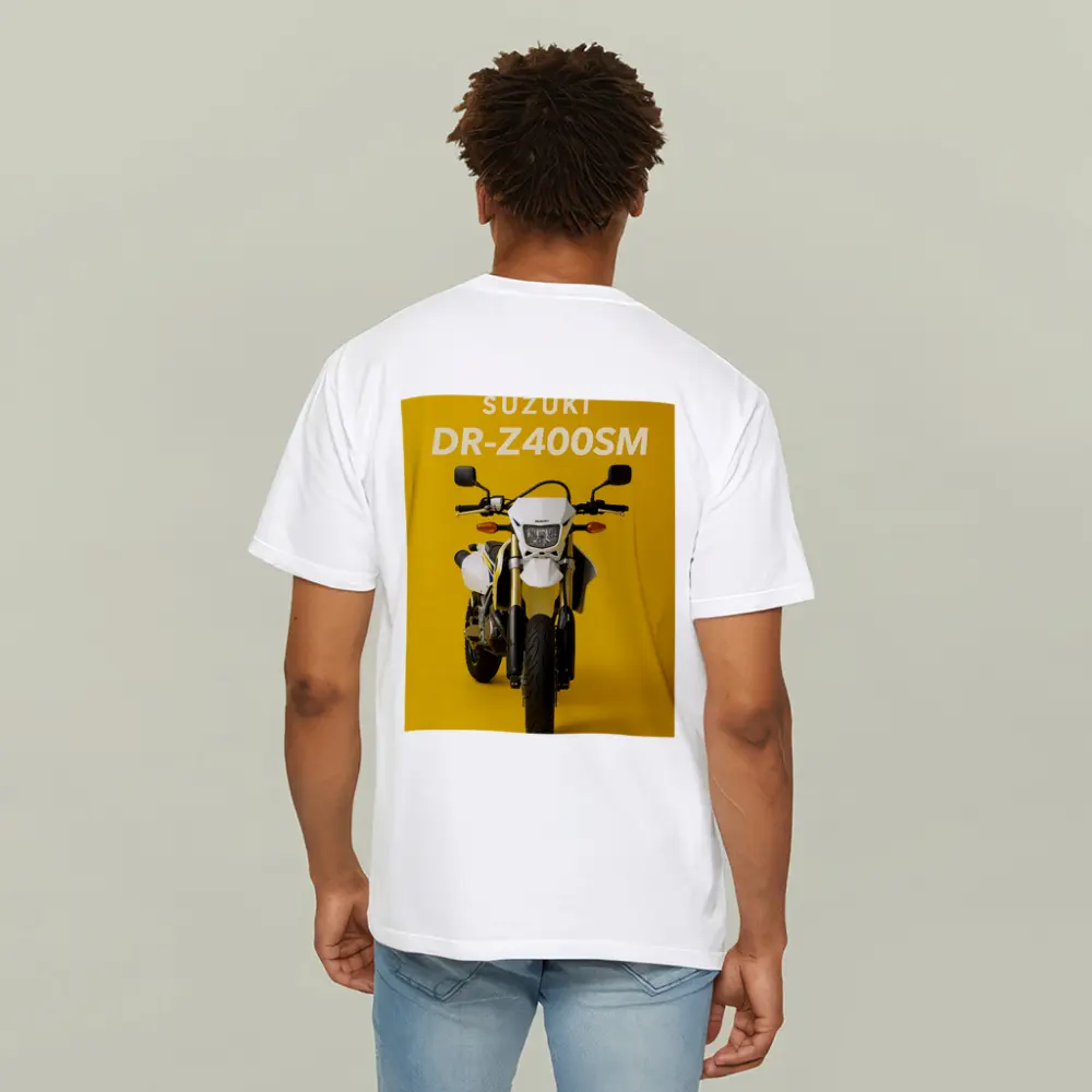 Suzuki DR-Z400SM Supermoto Yellow Background – T-Shirts