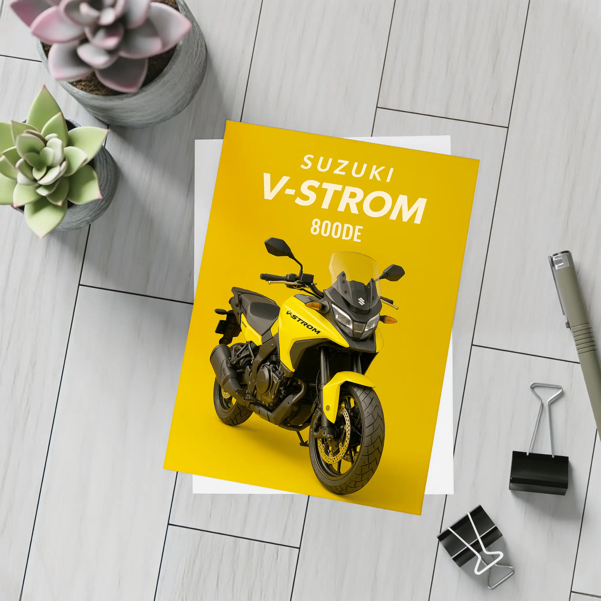 Suzuki V-Strom 800DE Yellow Adventure Motorcycle – Postcards