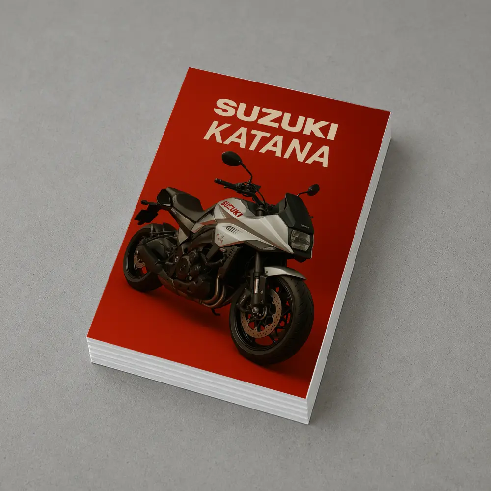 Suzuki Katana Motorcycle on Red Background – Postcards