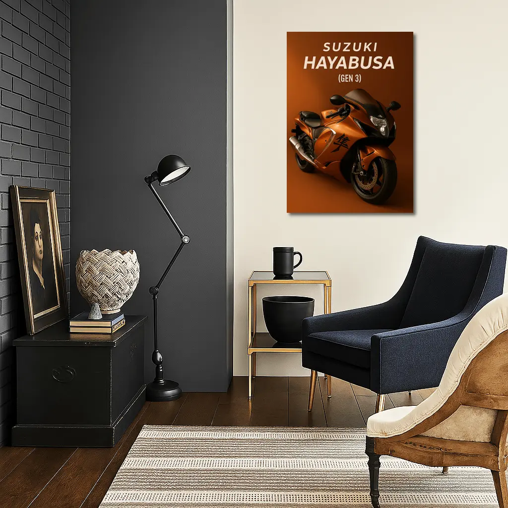 Suzuki Hayabusa Gen Three Orange Motorcycle Art – Wall Art