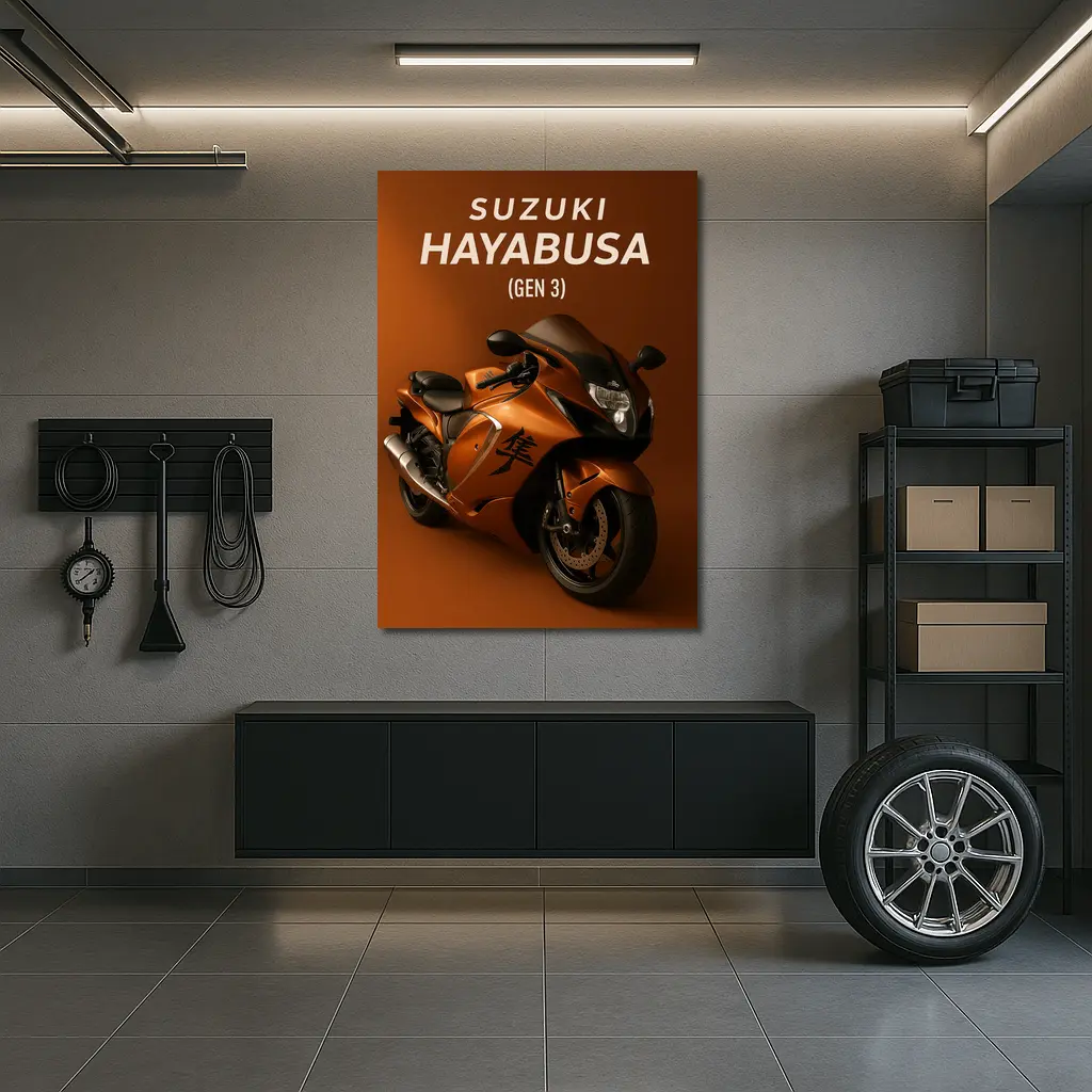 Suzuki Hayabusa Gen Three Orange Motorcycle Art – Wall Art