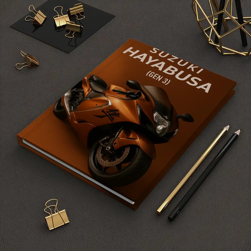 Suzuki Hayabusa Gen Three Orange Motorcycle Art – Notebooks