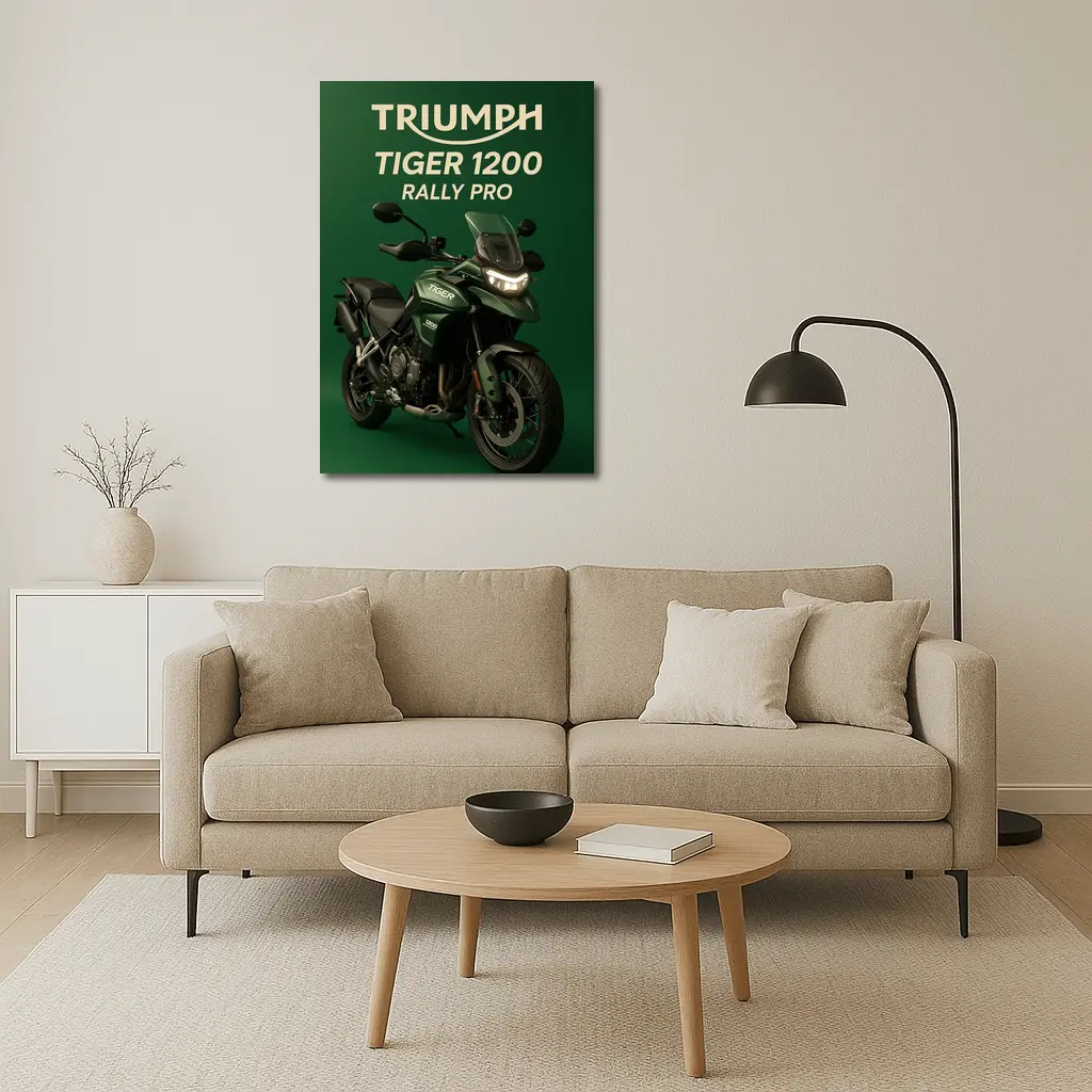 Triumph Tiger Rally Pro Green Background – Wall Art