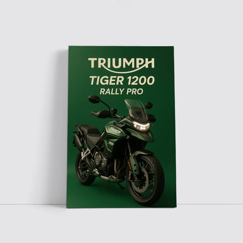 Triumph Tiger Rally Pro Green Background – Wall Art