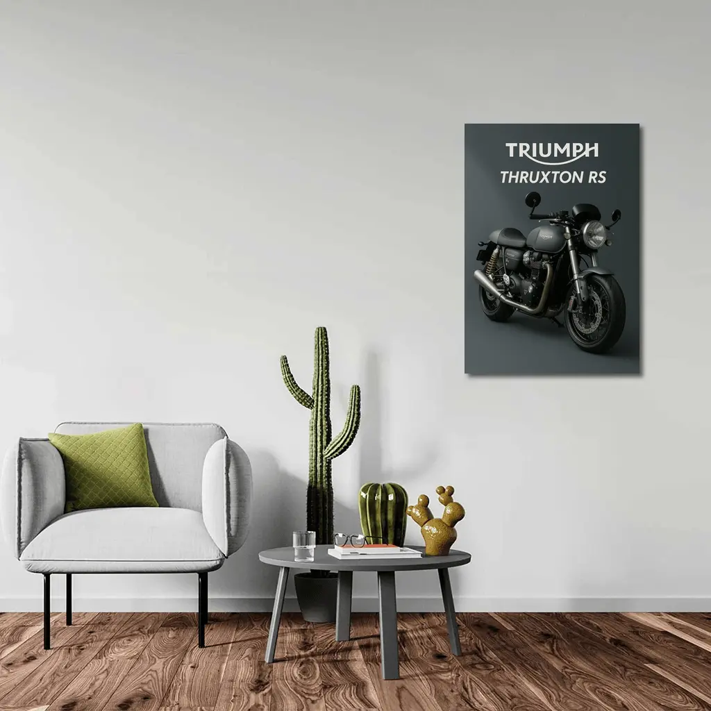 Triumph Thruxton RS Motorcycle Dark Gray Background – Wall Art