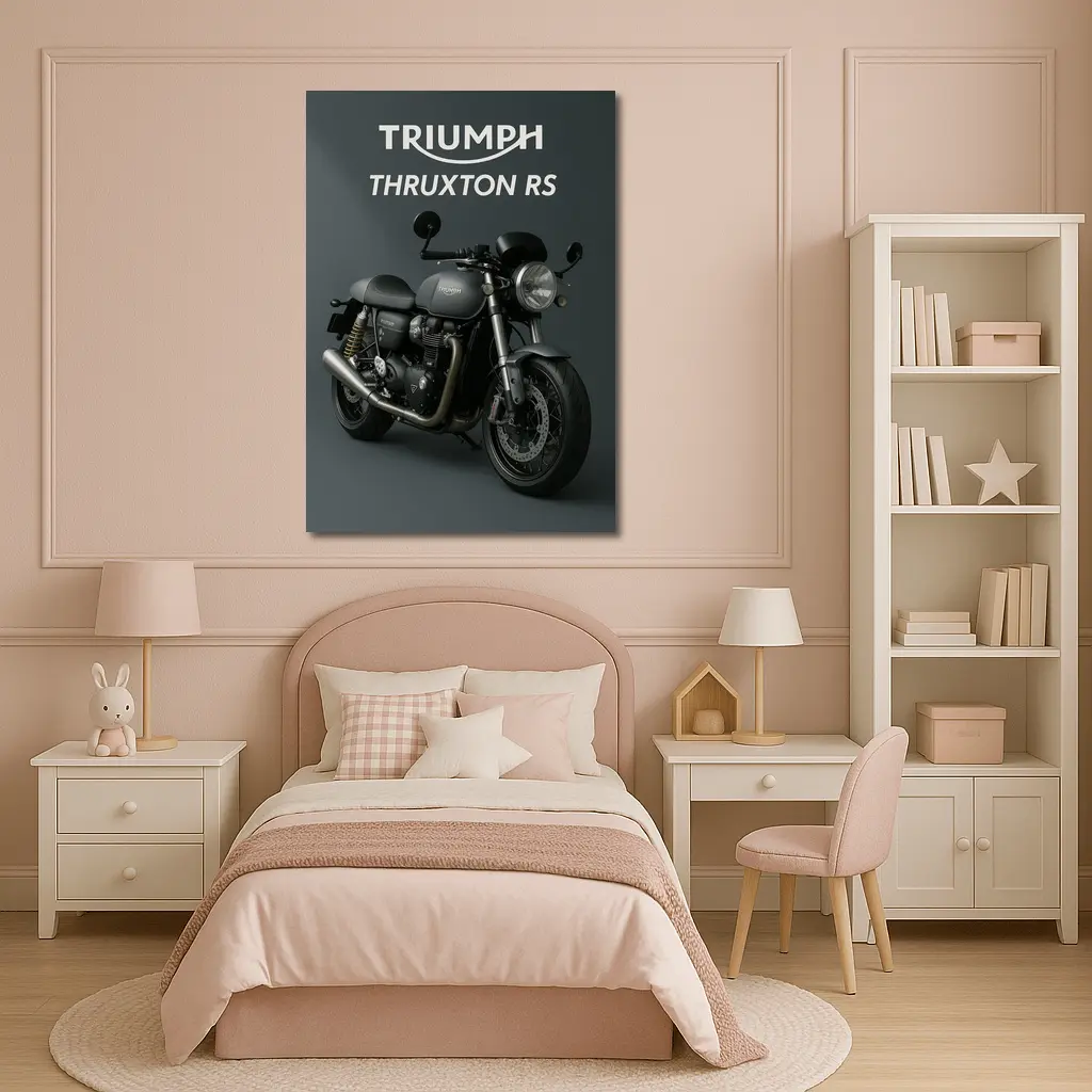 Triumph Thruxton RS Motorcycle Dark Gray Background – Wall Art