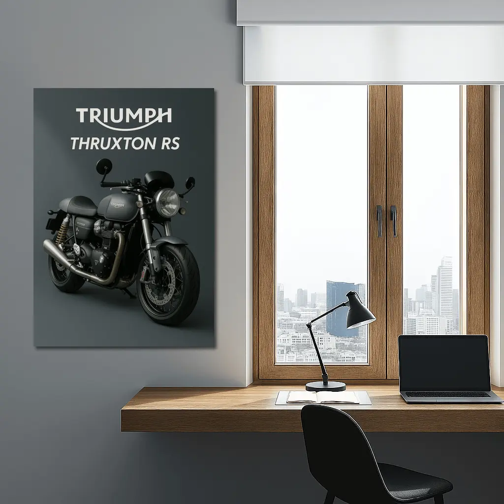 Triumph Thruxton RS Motorcycle Dark Gray Background – Wall Art