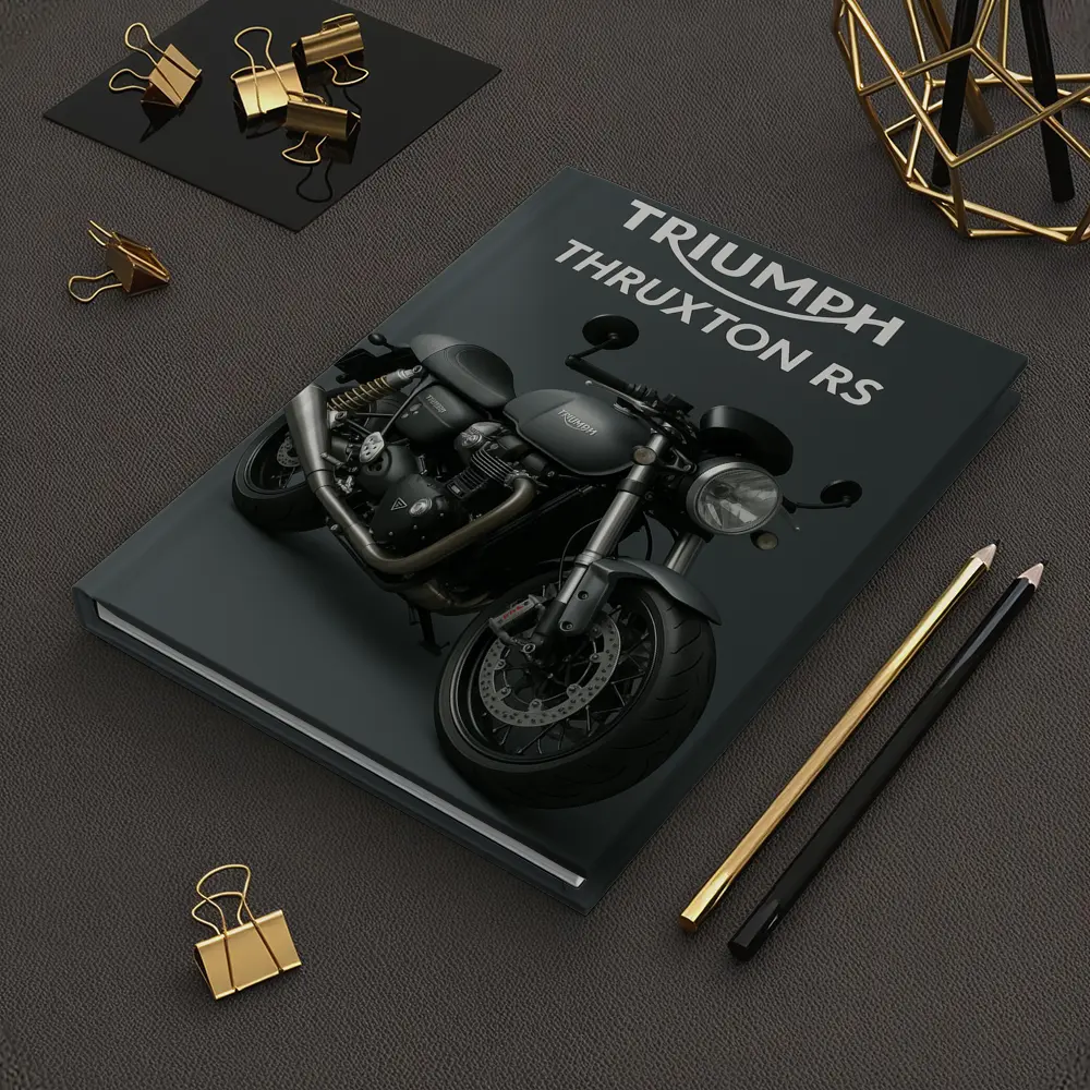 Triumph Thruxton RS Motorcycle Dark Gray Background – Notebooks