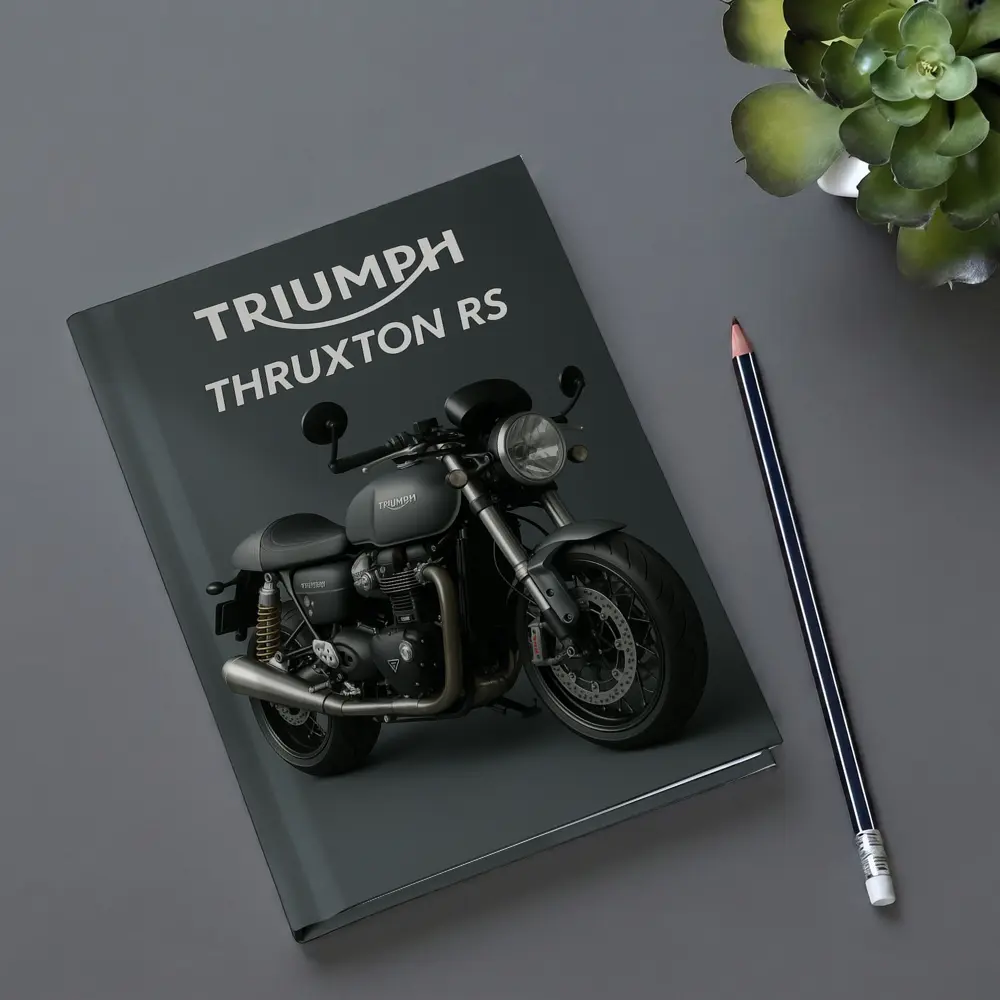 Triumph Thruxton RS Motorcycle Dark Gray Background – Notebooks