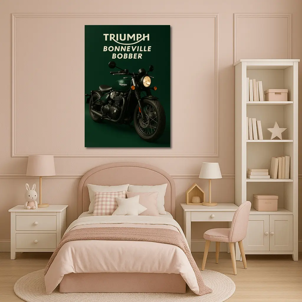 Triumph Bonneville Bobber Deep Green Background – Wall Art