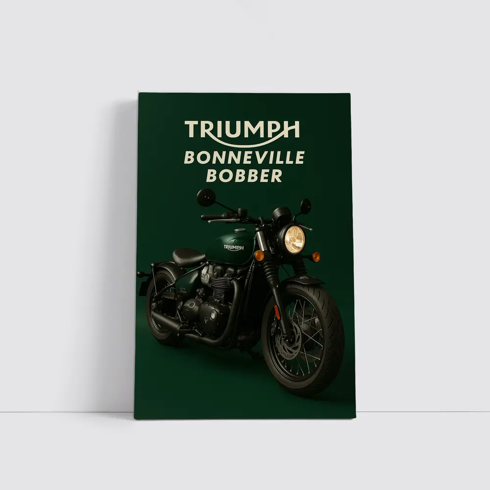 Triumph Bonneville Bobber Deep Green Background – Wall Art