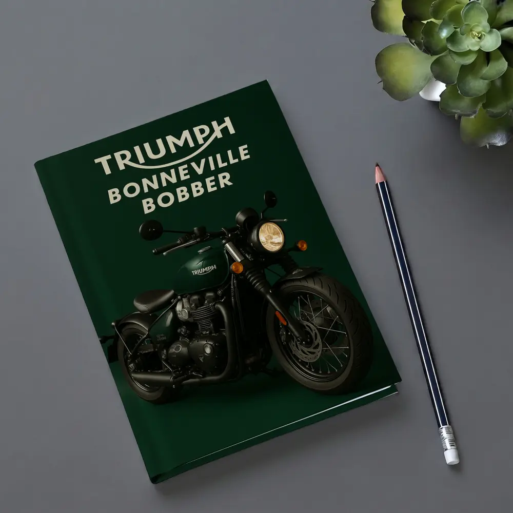Triumph Bonneville Bobber Deep Green Background – Notebooks
