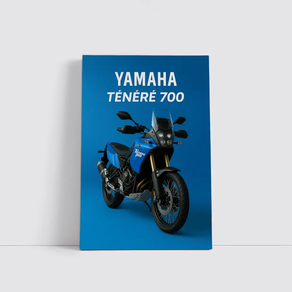 Yamaha Tenere 700 Adventure Motorcycle Blue Background – Wall Art