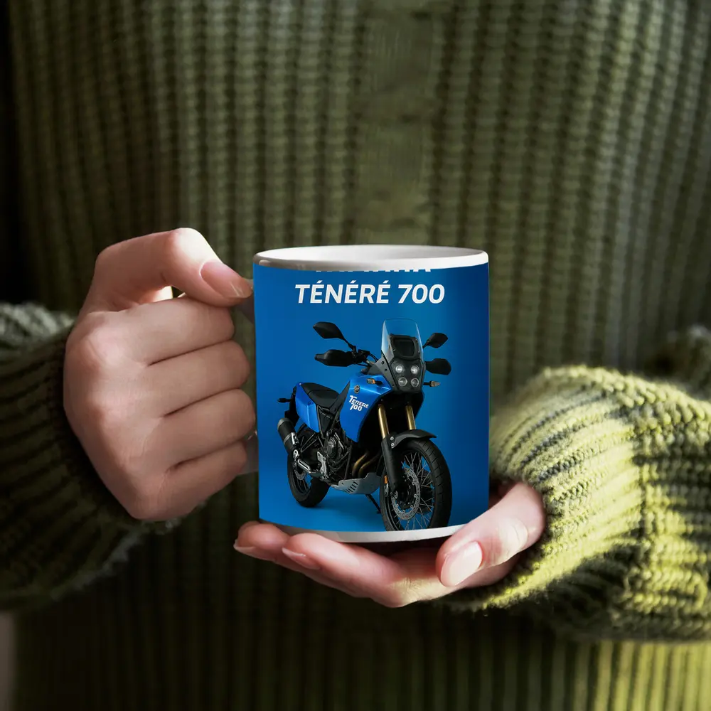 Yamaha Tenere 700 Adventure Motorcycle Blue Background – Mugs