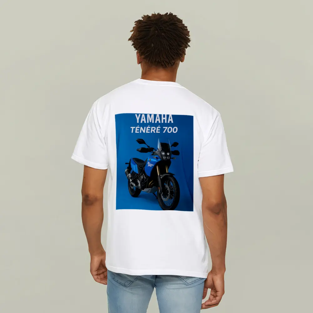 Yamaha Tenere 700 Adventure Motorcycle Blue Background – T-Shirts