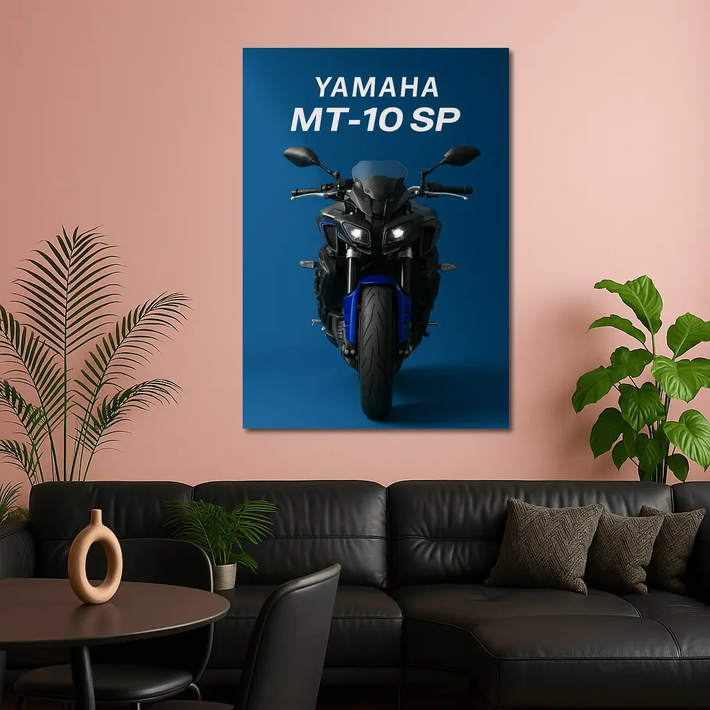 Yamaha MT-10 SP Motorcycle Blue Background – Wall Art