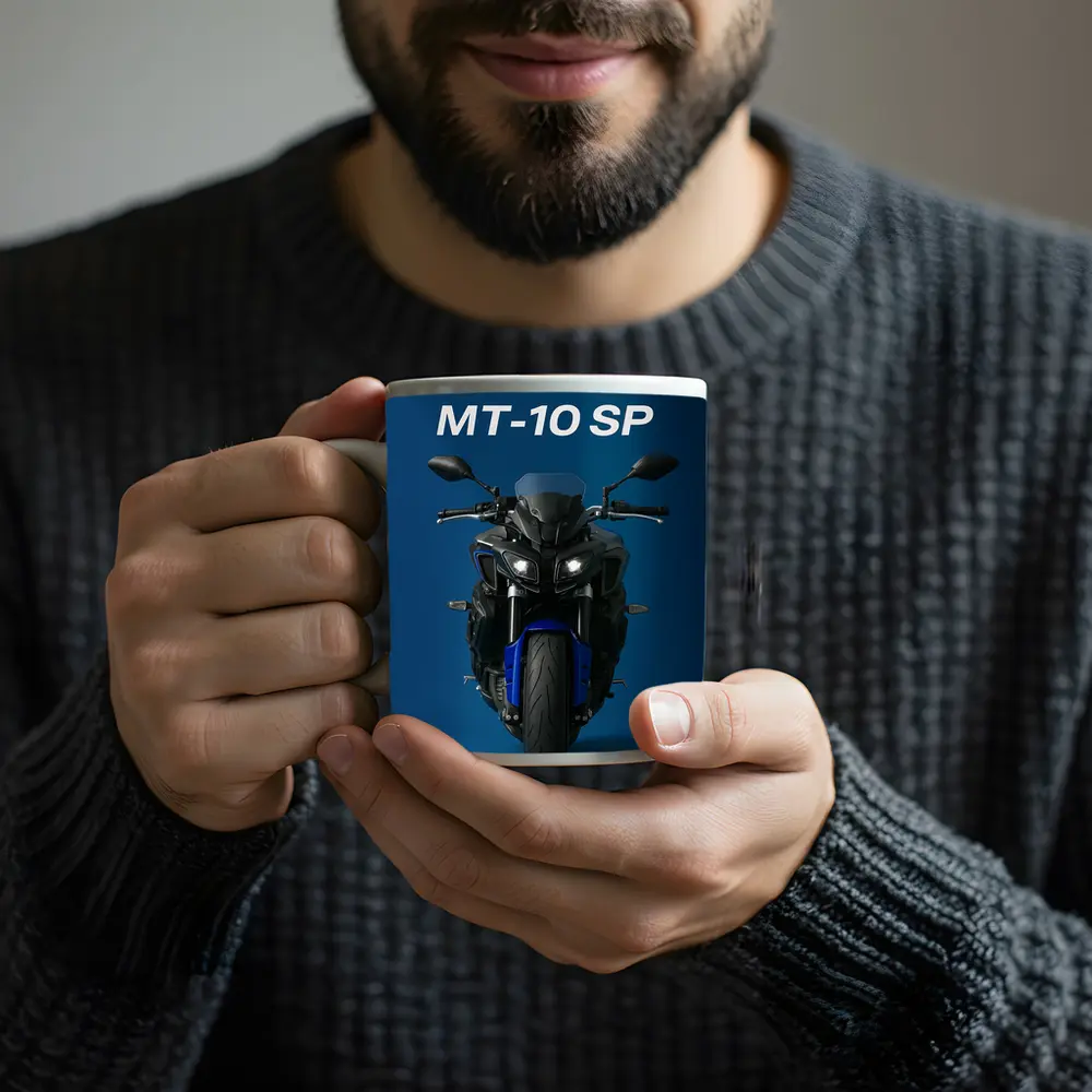 Yamaha MT-10 SP Motorcycle Blue Background – Mugs