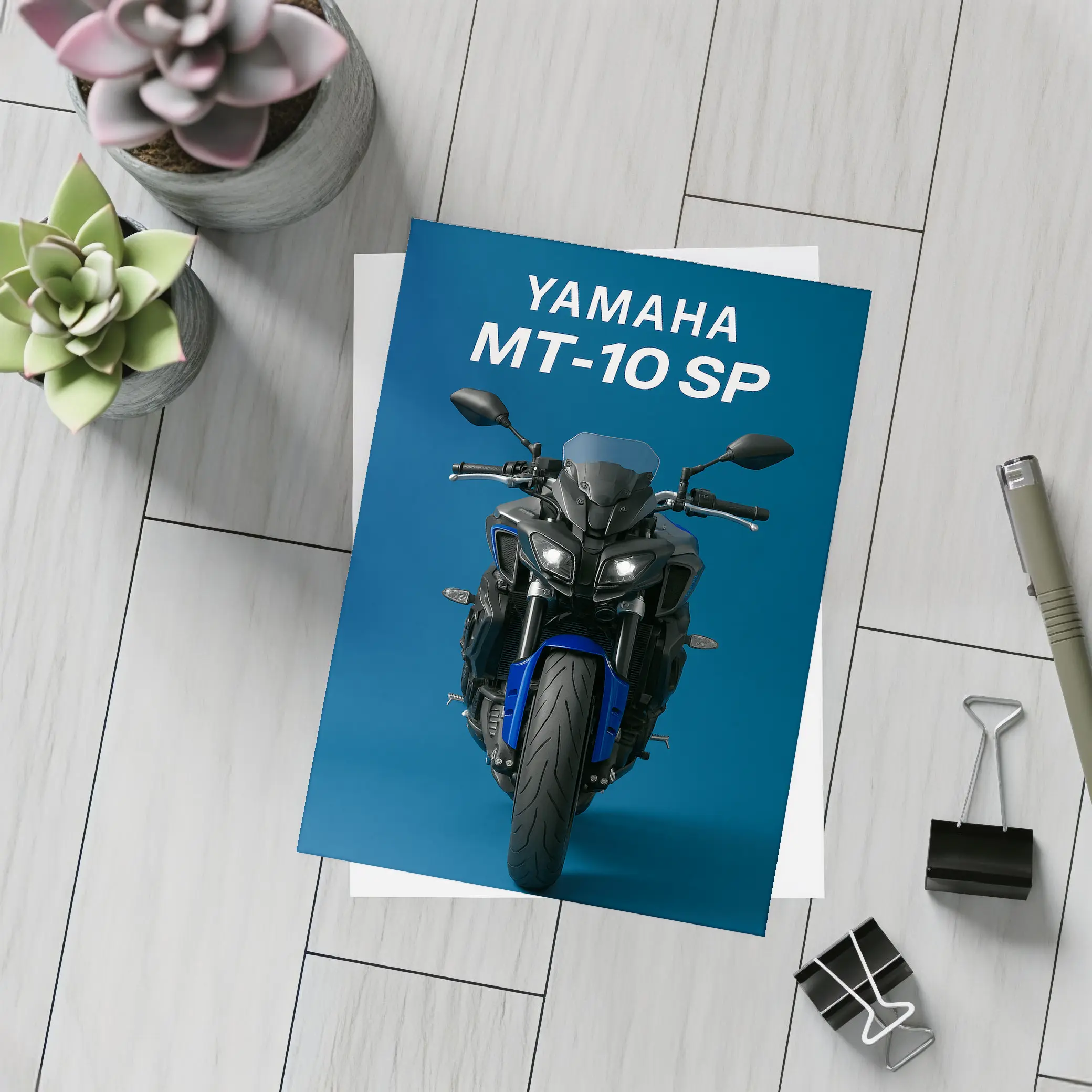 Yamaha MT-10 SP Motorcycle Blue Background – Postcards