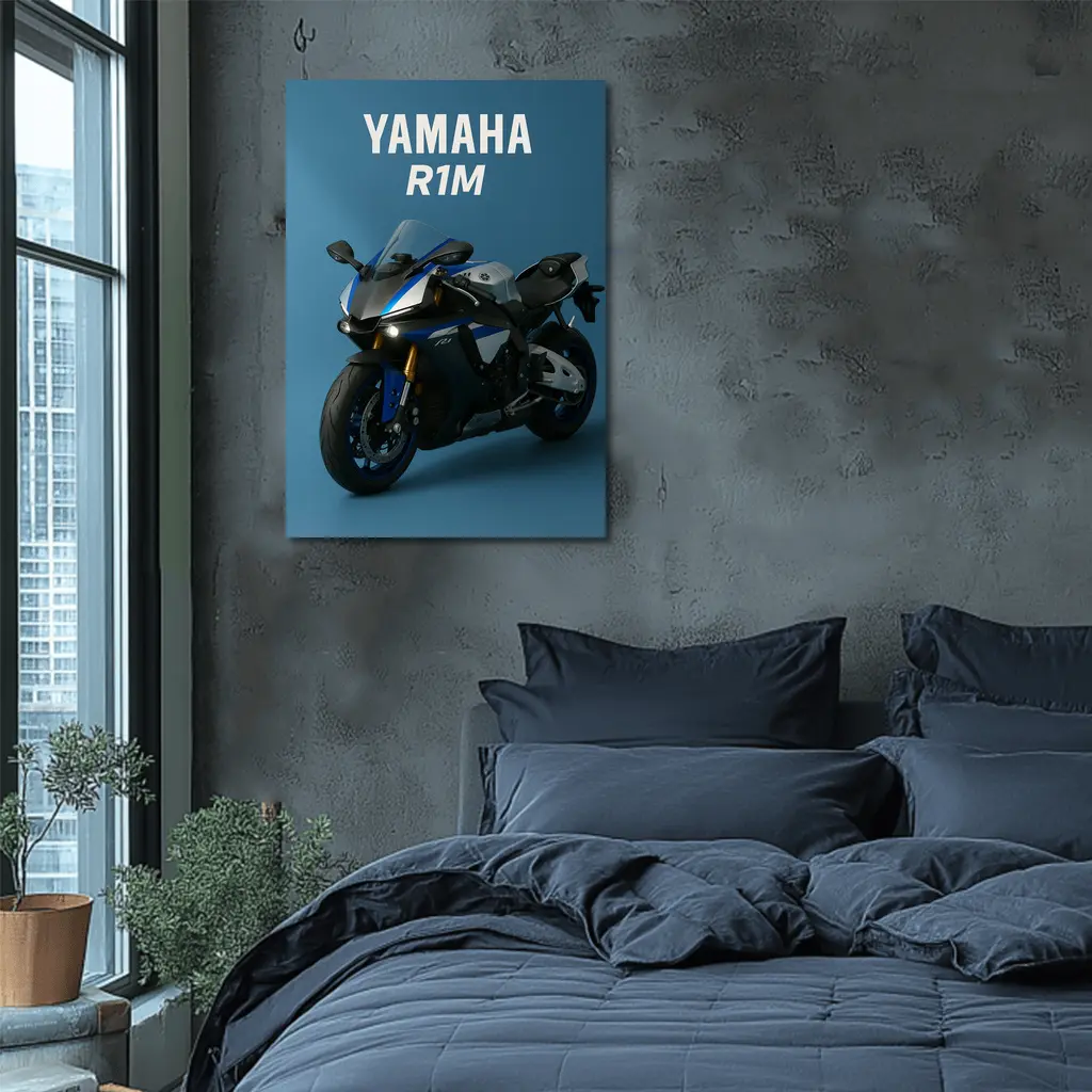 Yamaha R1M Sport Bike Blue Studio – Wall Art