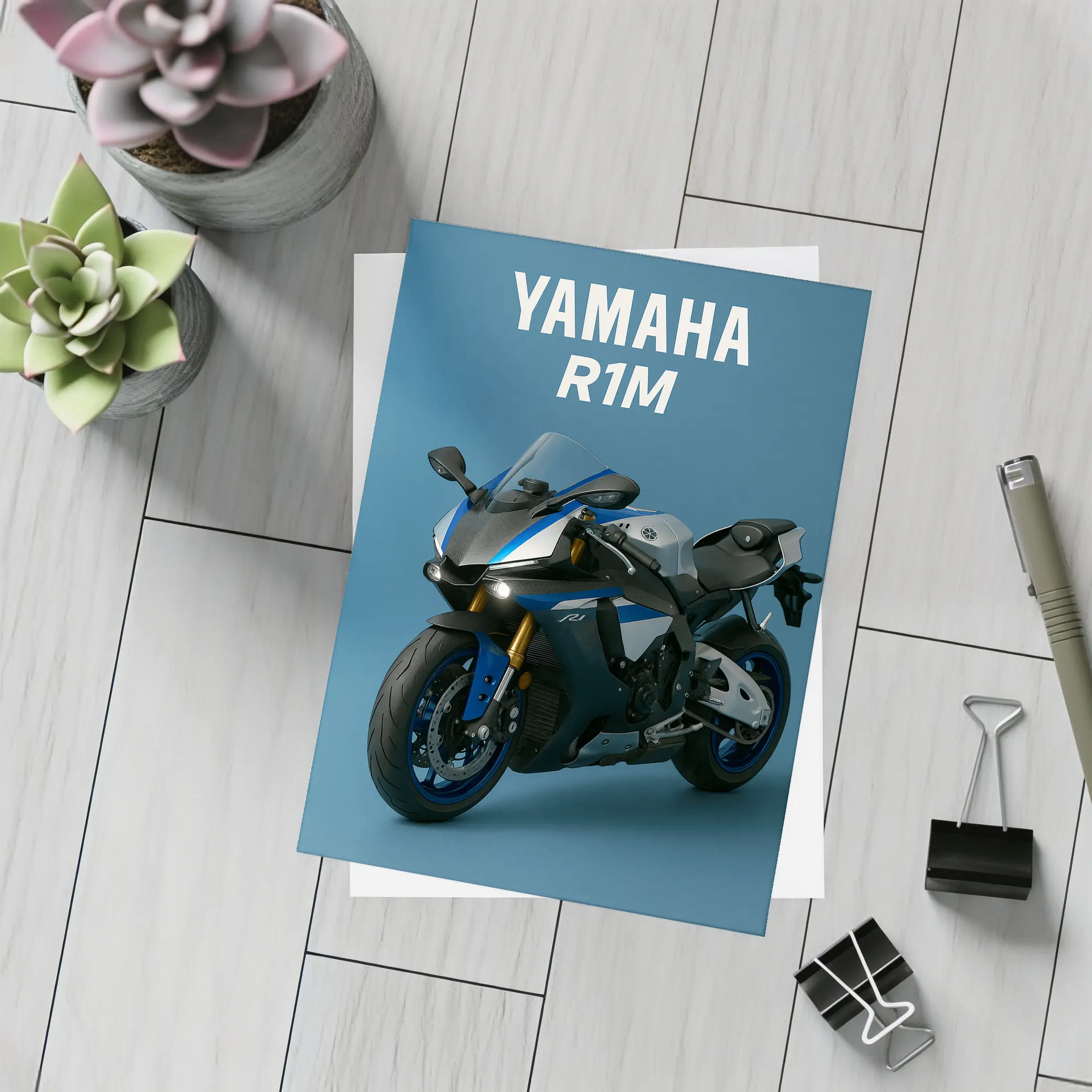Yamaha R1M Sport Bike Blue Studio – Postcards