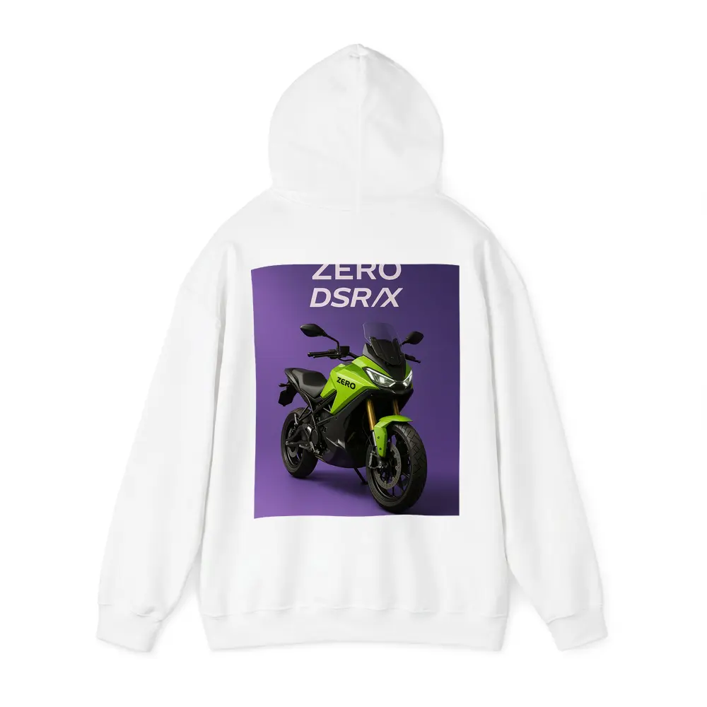 Zero DSR X Electric Motorcycle Green Purple Background – Hoodies