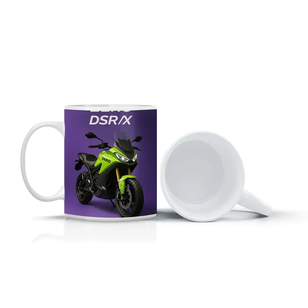 Zero DSR X Electric Motorcycle Green Purple Background – Mugs