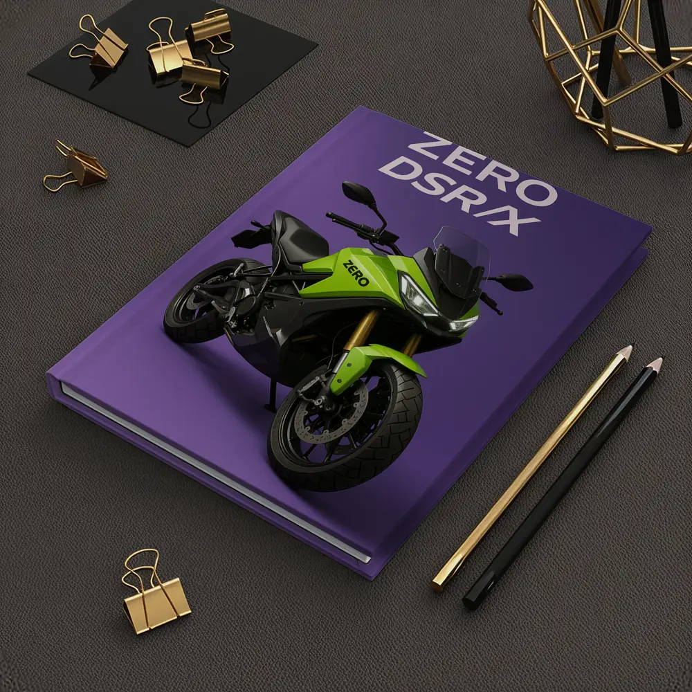 Zero DSR X Electric Motorcycle Green Purple Background – Notebooks