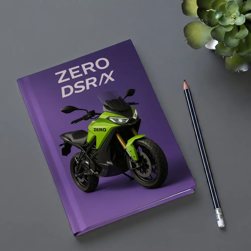 Zero DSR X Electric Motorcycle Green Purple Background – Notebooks