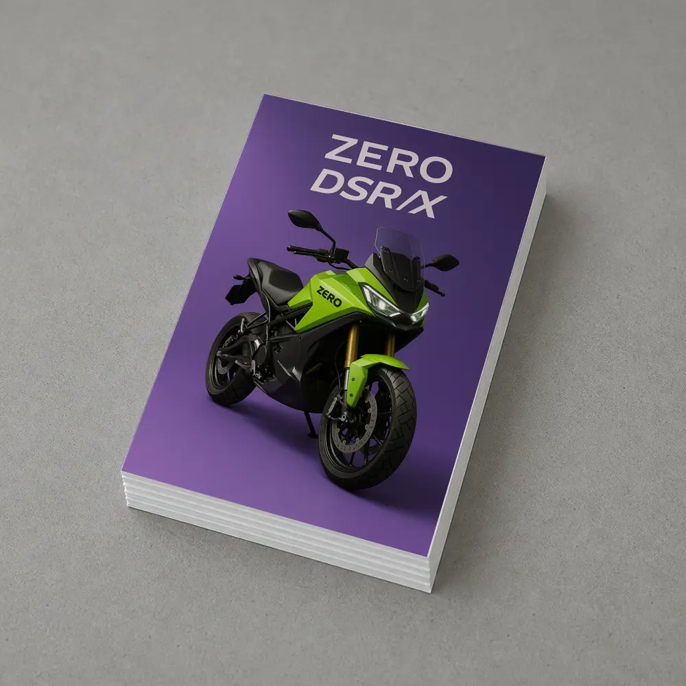 Zero DSR X Electric Motorcycle Green Purple Background – Postcards