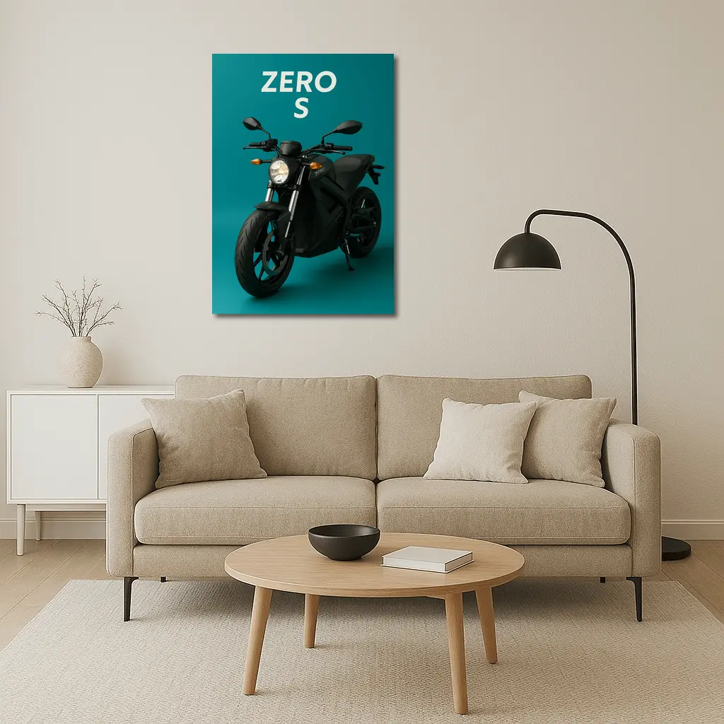 Zero S Electric Motorcycle Teal Background – Wall Art