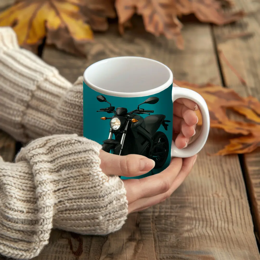 Zero S Electric Motorcycle Teal Background – Mugs