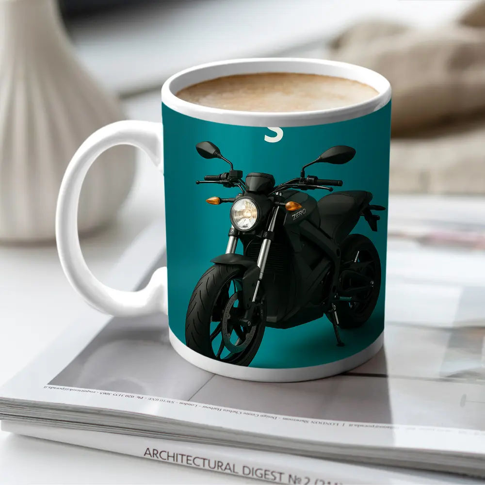Zero S Electric Motorcycle Teal Background – Mugs
