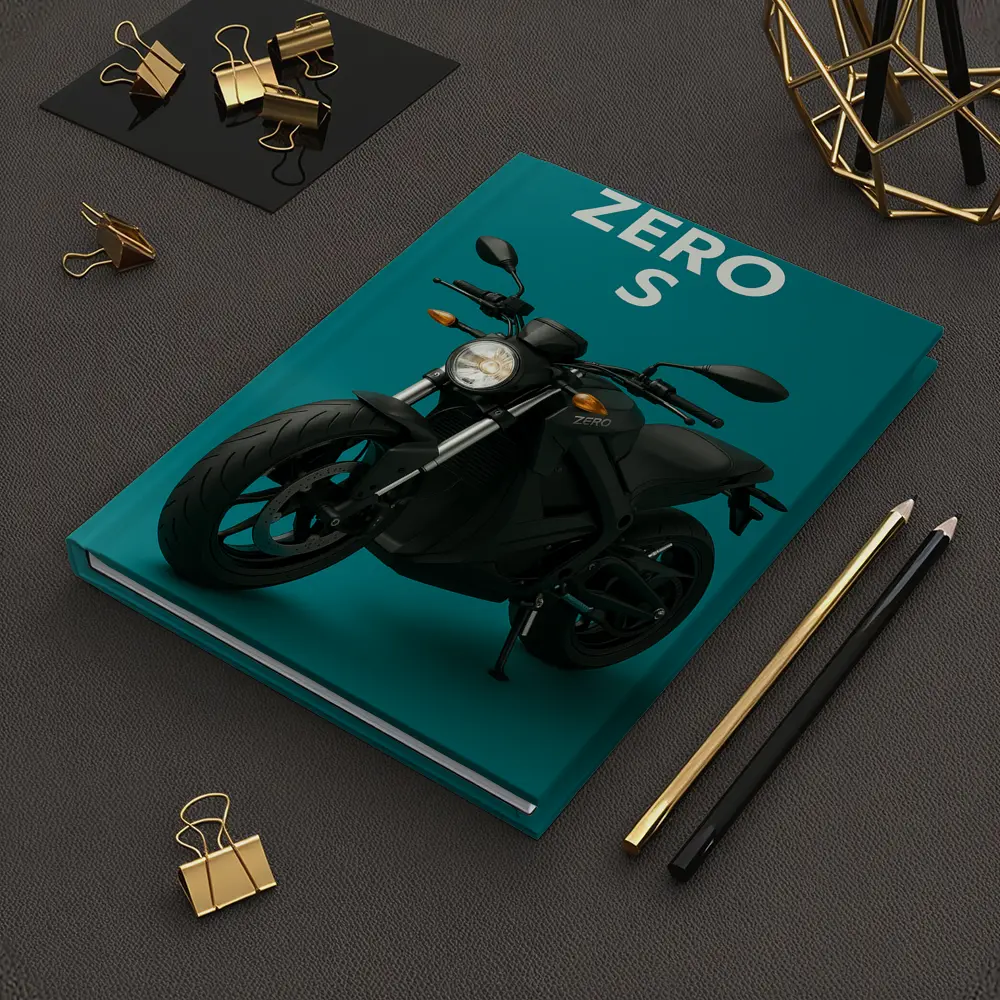 Zero S Electric Motorcycle Teal Background – Notebooks