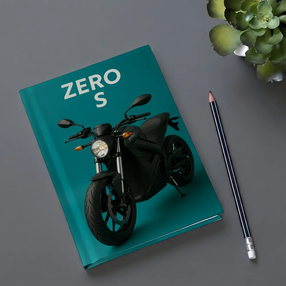 Zero S Electric Motorcycle Teal Background – Notebooks