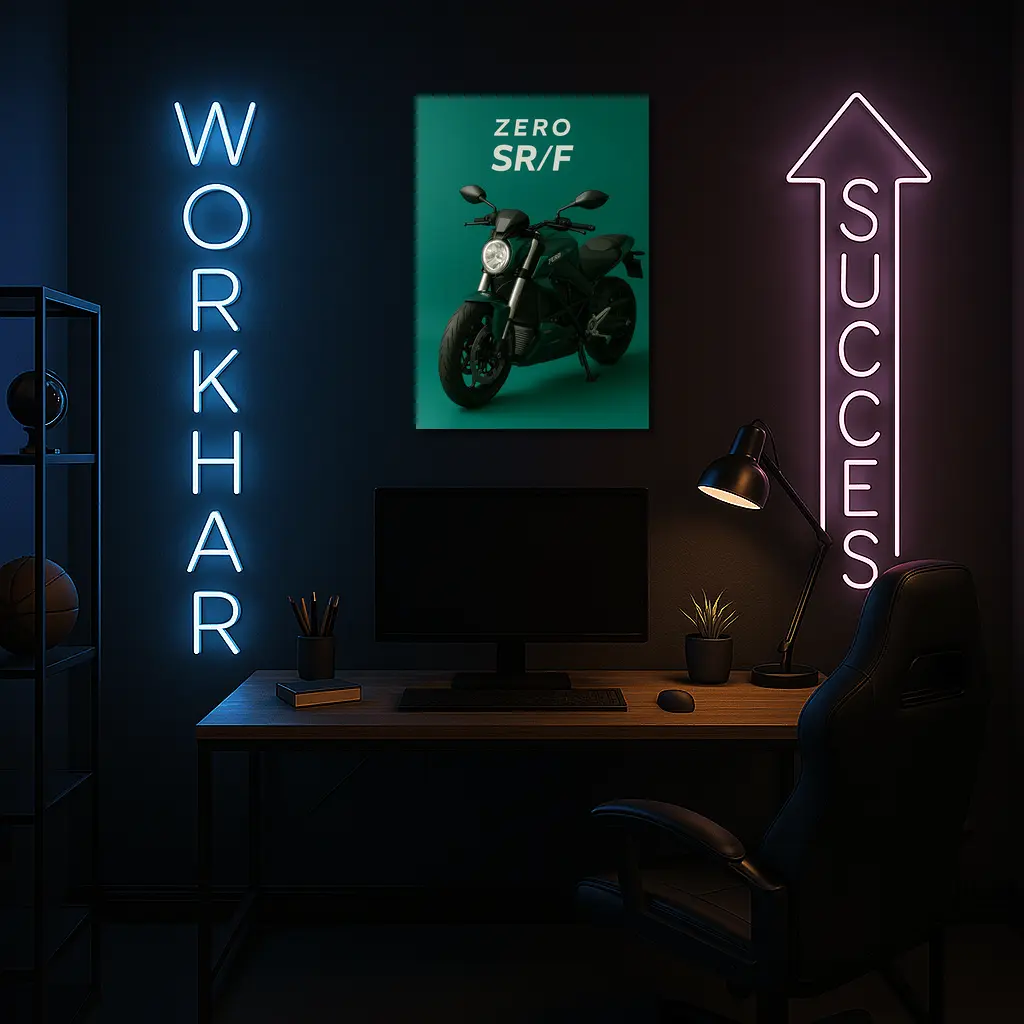 Zero SR F Electric Motorcycle Green Background – Wall Art