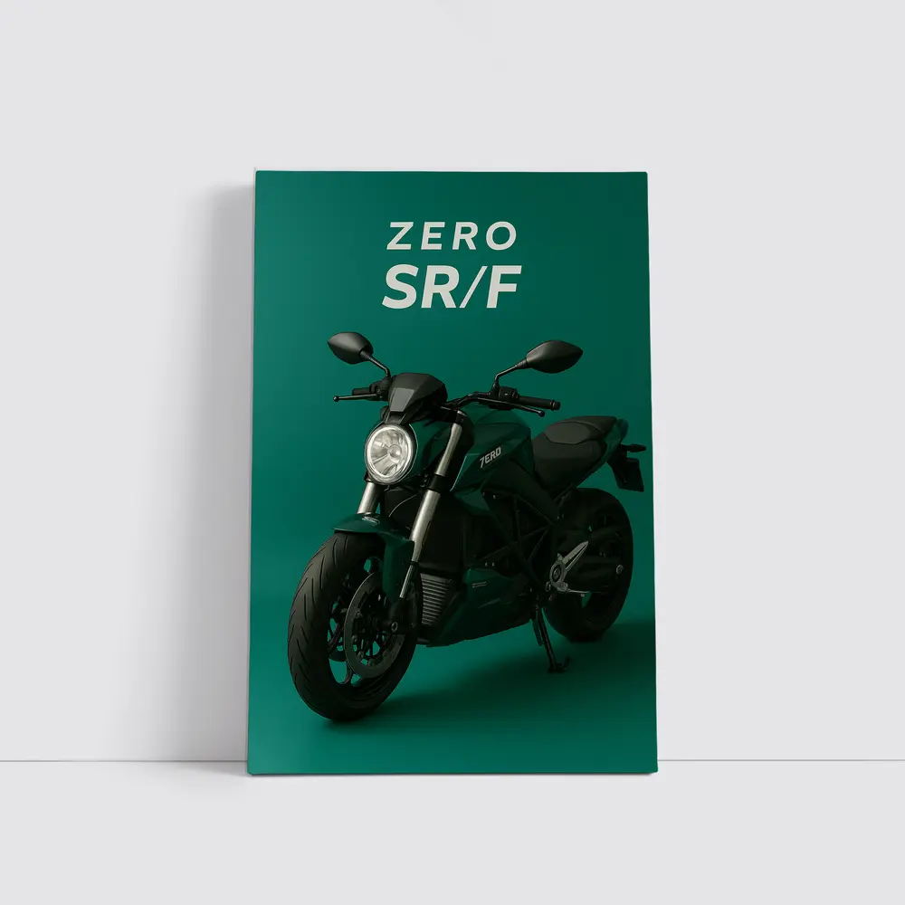 Zero SR F Electric Motorcycle Green Background – Wall Art