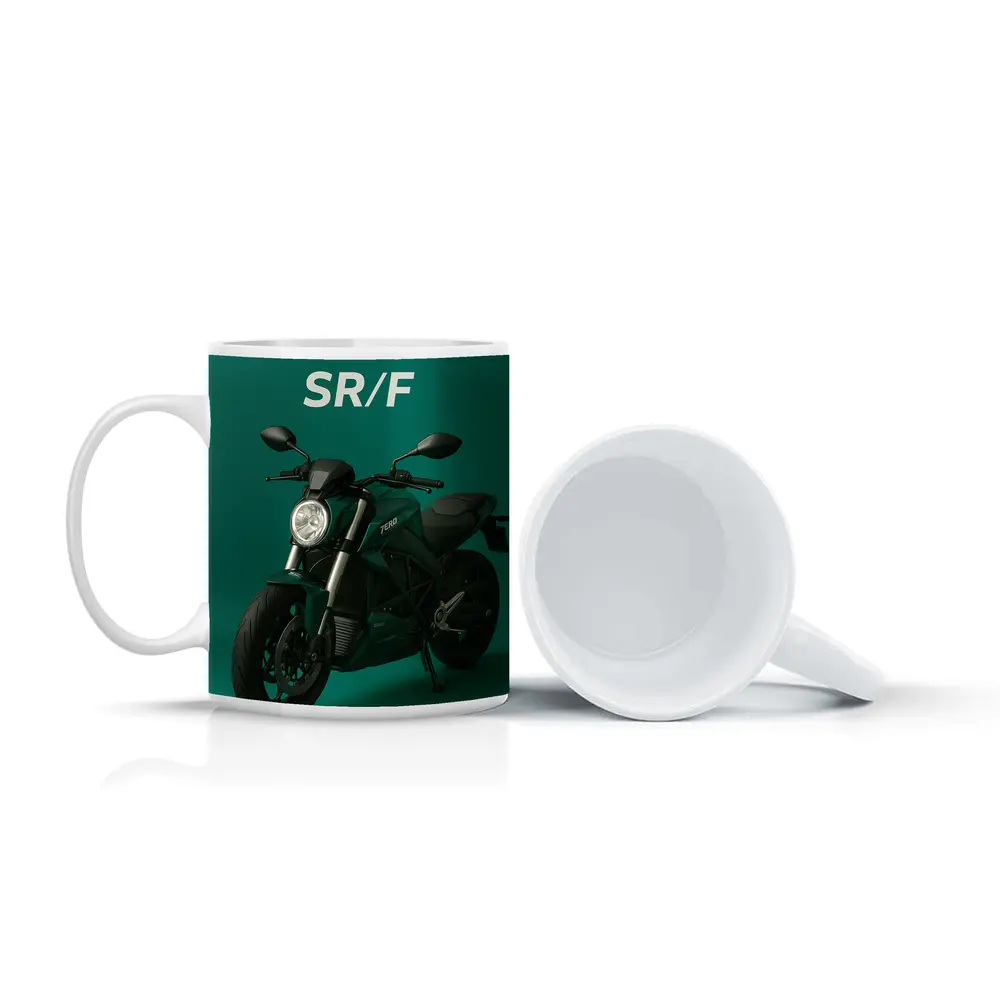 Zero SR F Electric Motorcycle Green Background – Mugs