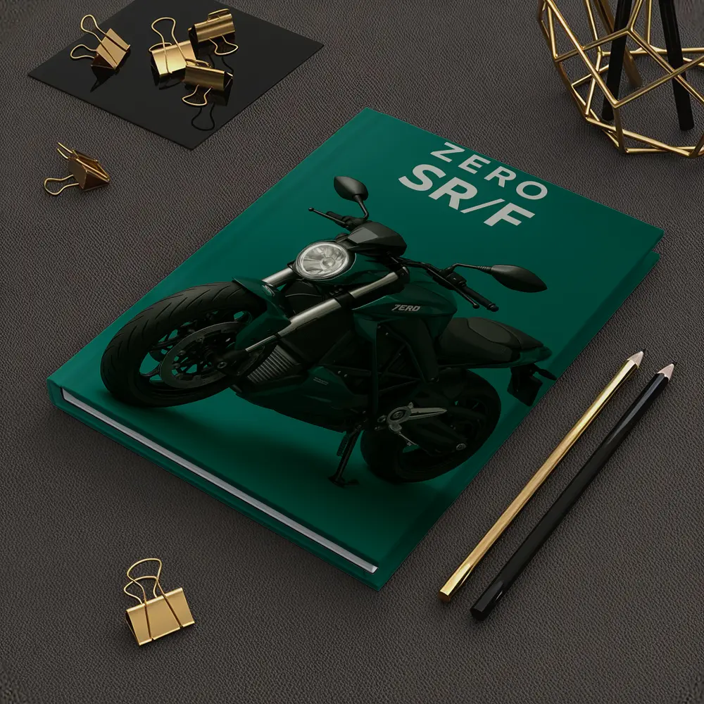 Zero SR F Electric Motorcycle Green Background – Notebooks