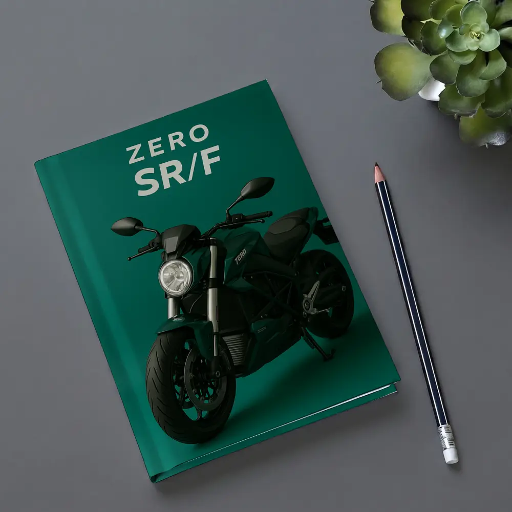 Zero SR F Electric Motorcycle Green Background – Notebooks
