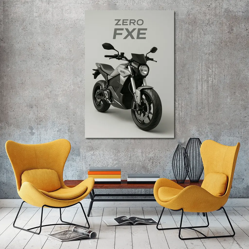 Zero FXE Electric Motorcycle Studio Gray Background – Wall Art