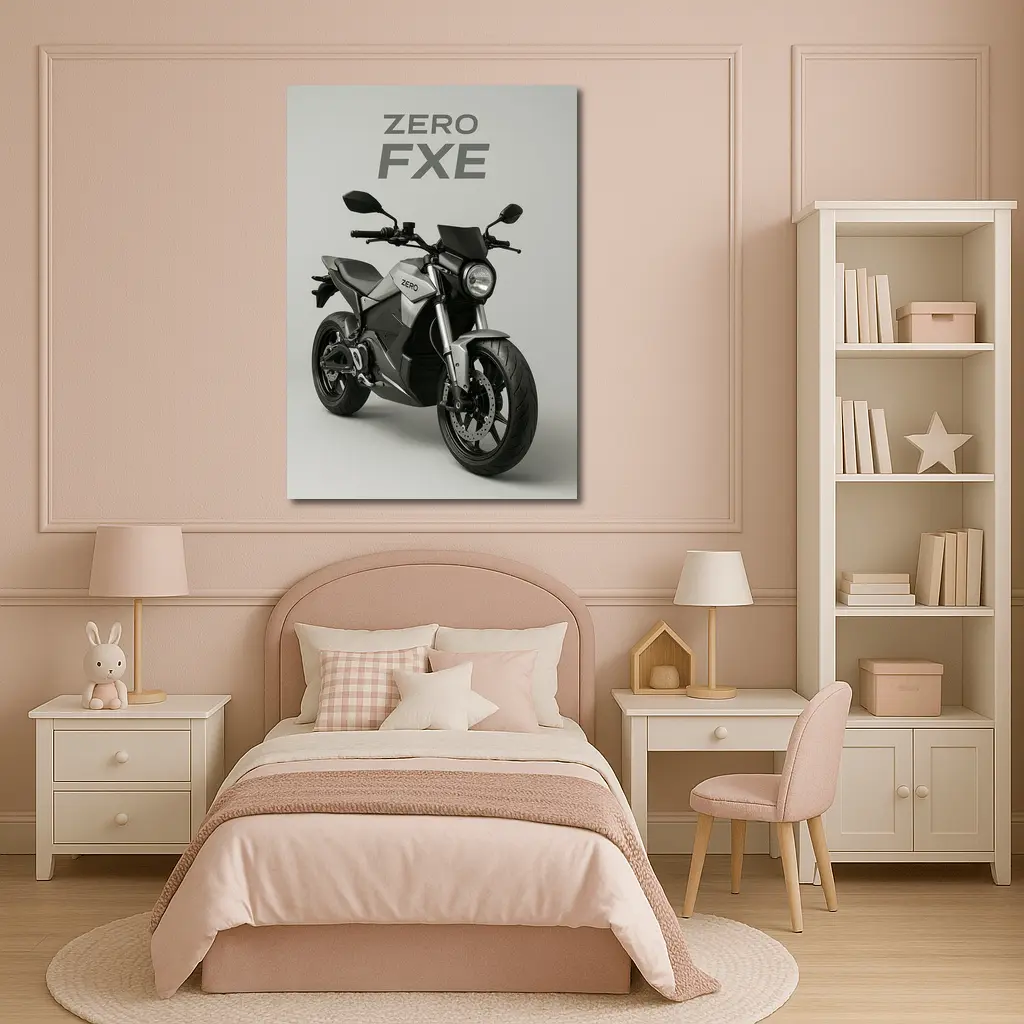 Zero FXE Electric Motorcycle Studio Gray Background – Wall Art