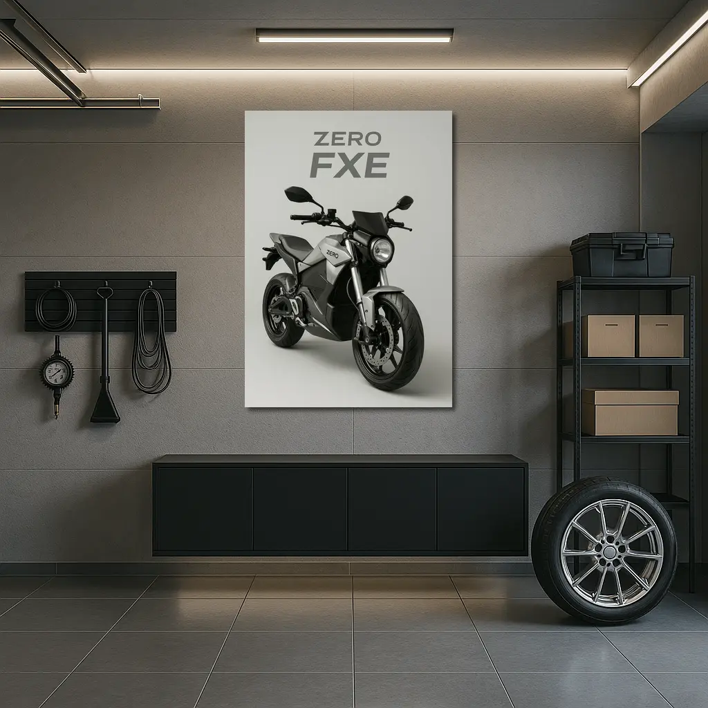 Zero FXE Electric Motorcycle Studio Gray Background – Wall Art
