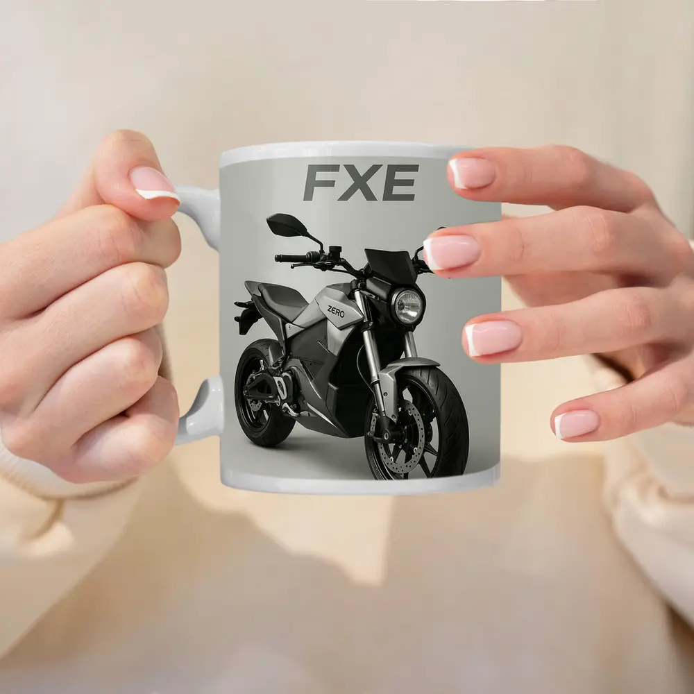 Zero FXE Electric Motorcycle Studio Gray Background – Mugs