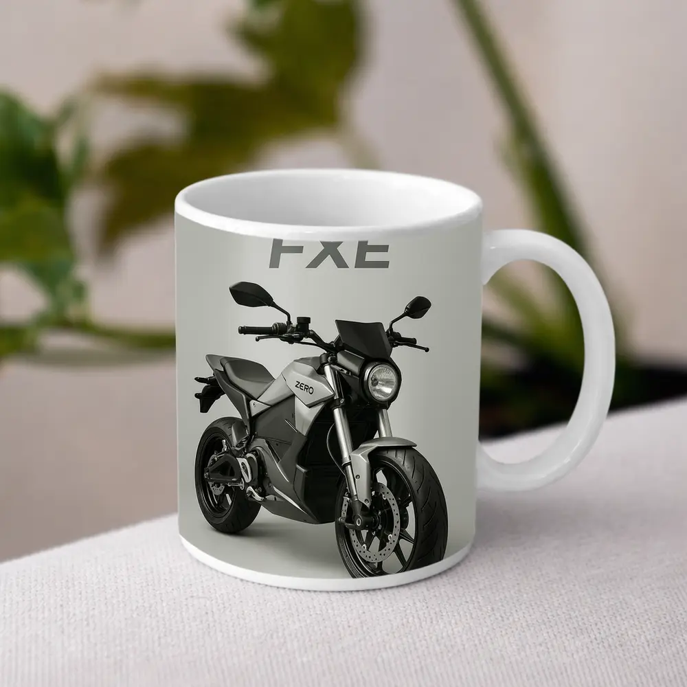 Zero FXE Electric Motorcycle Studio Gray Background – Mugs