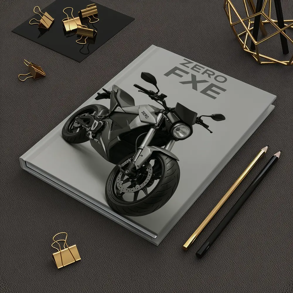 Zero FXE Electric Motorcycle Studio Gray Background – Notebooks