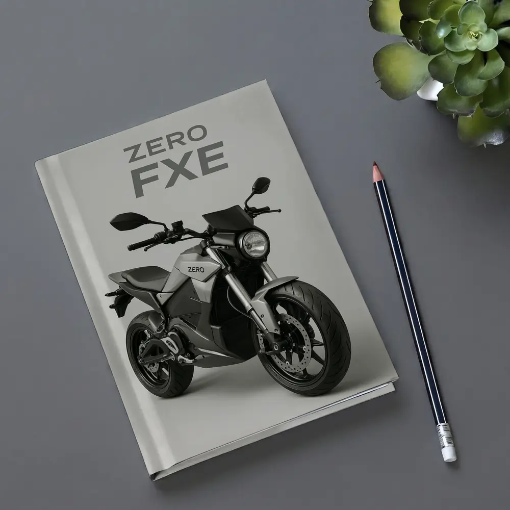 Zero FXE Electric Motorcycle Studio Gray Background – Notebooks