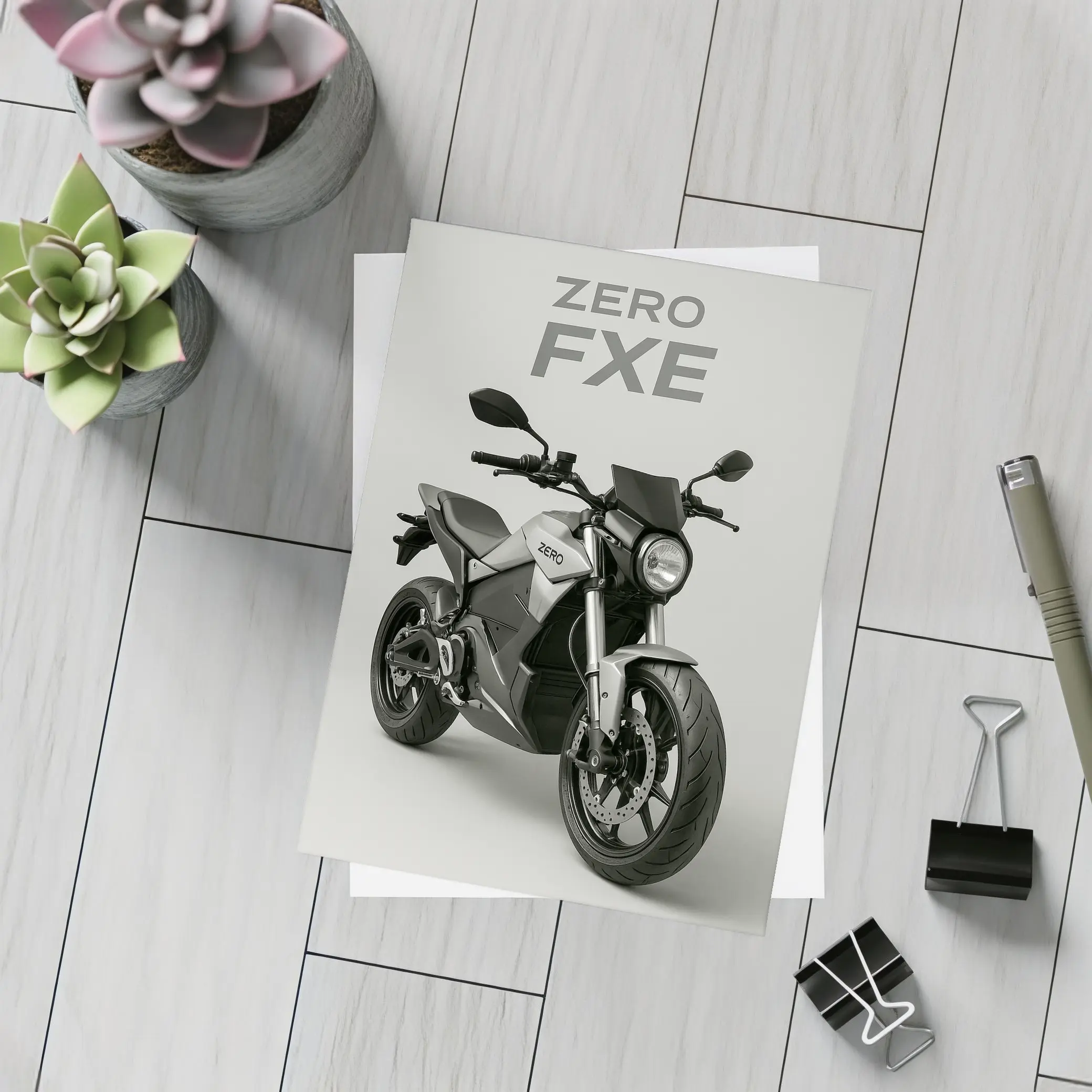 Zero FXE Electric Motorcycle Studio Gray Background – Postcards