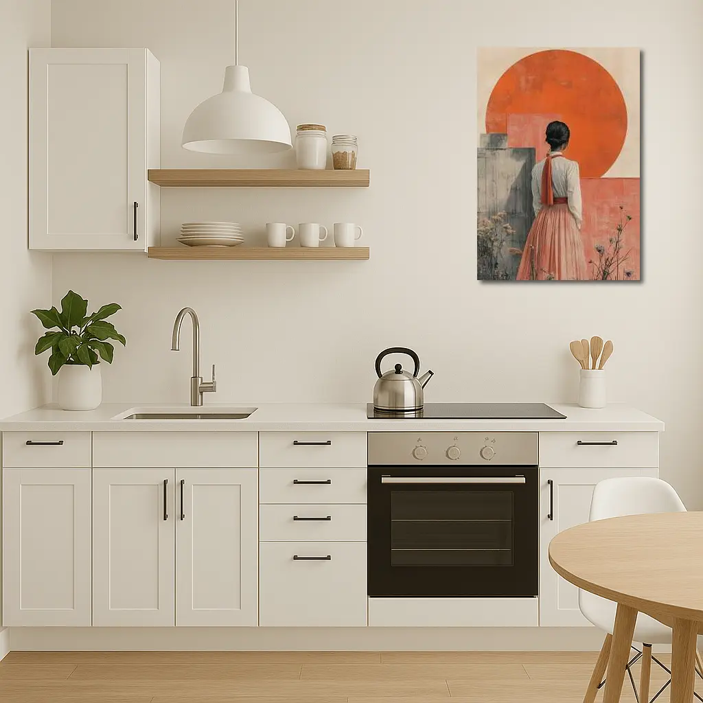 Woman in Orange Sun Japanese Minimal Art – Wall Art
