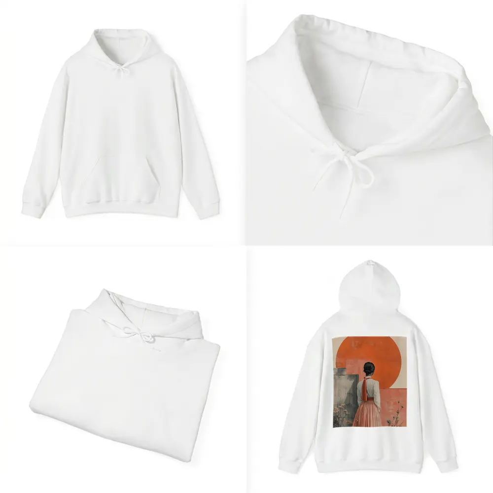 Woman in Orange Sun Japanese Minimal Art – Hoodies